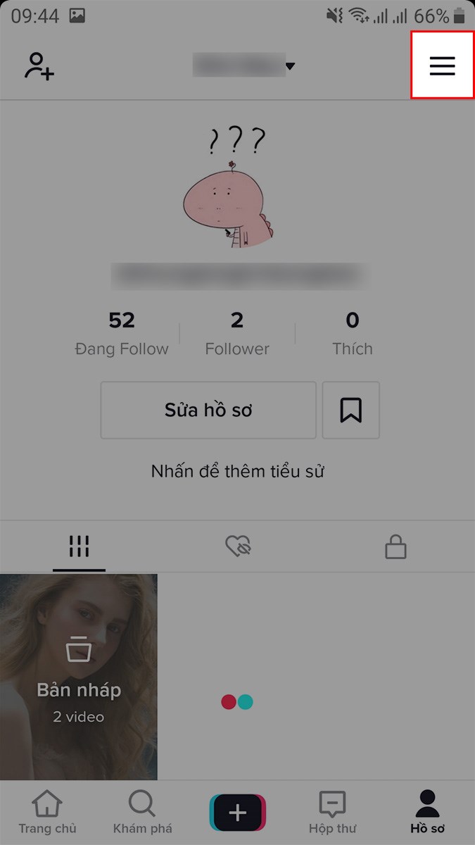 Chọn biểu tượng 3 dấu gạch ở g&oacute;c tr&ecirc;n b&ecirc;n phải