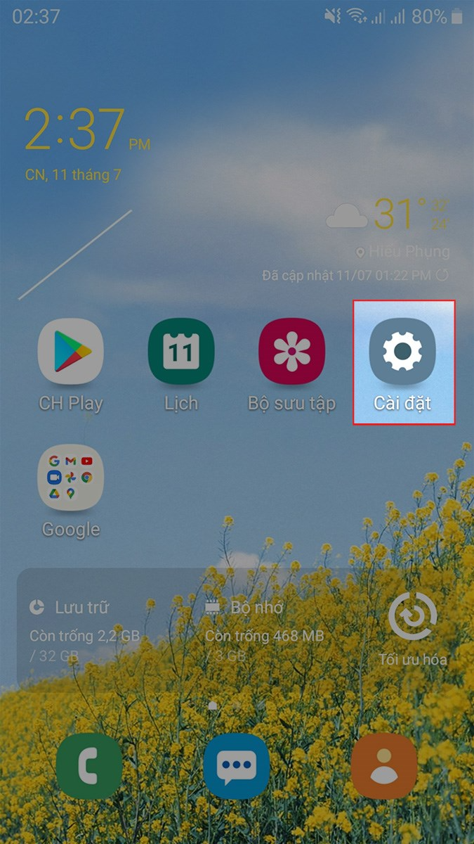 Chọn C&agrave;i đặt