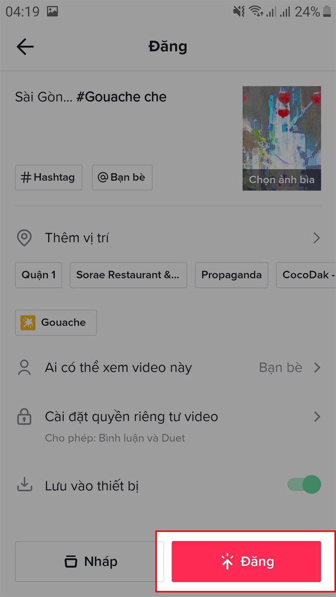 Chọn Đăng để tải video lên TikTok hoặc chia sẻ với bạn bè qua Facebook, Zalo,... Chọn Đăng để tải video lên TikTok hoặc chia sẻ với bạn bè qua Facebook, Zalo,...