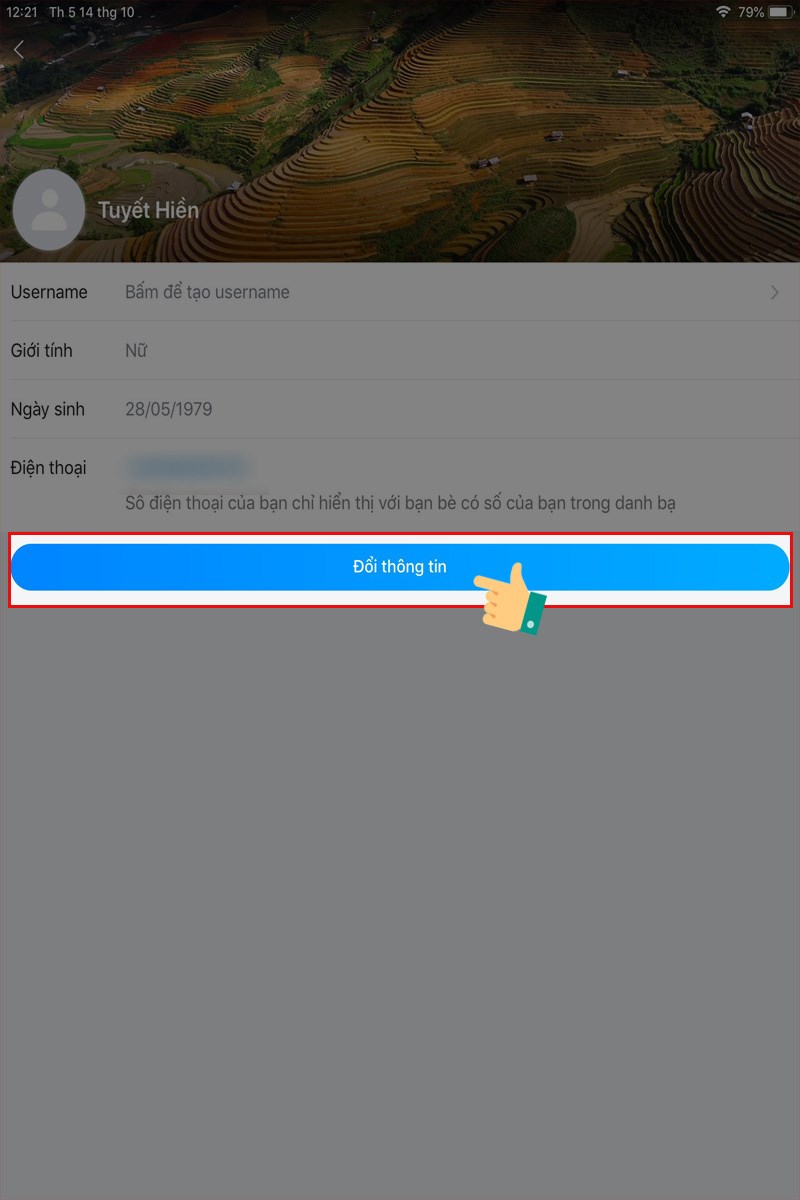 Nhấp chọn thay đổi th&ocirc;i tin