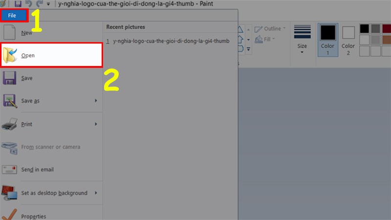 Mở hình ảnh bạn muốn giảm dung lượng bằng Paint