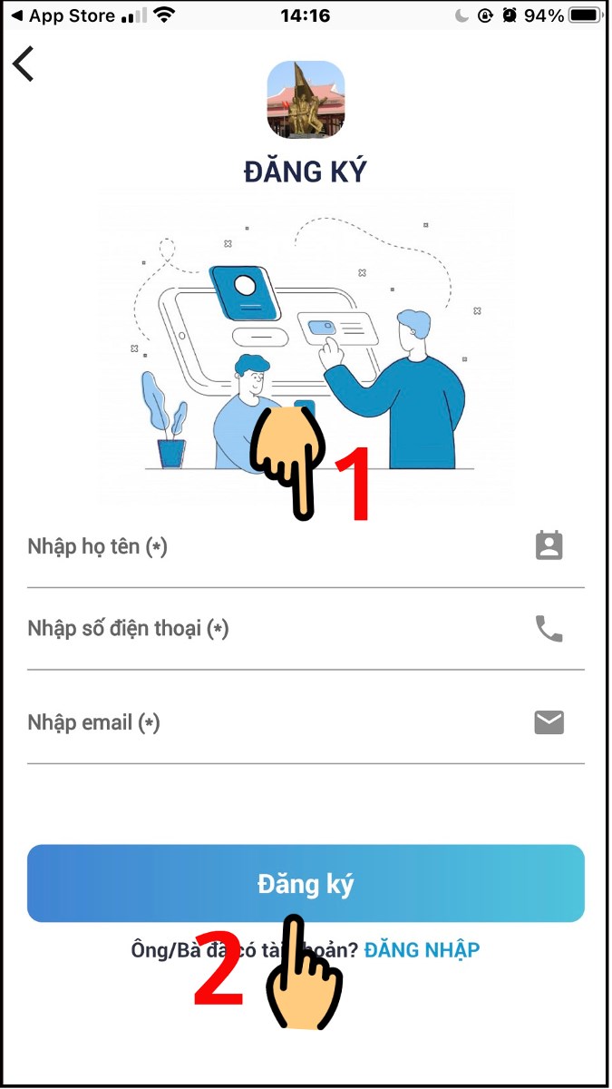 Nhập họ tên, số điện thoại, email và nhấn Đăng ký