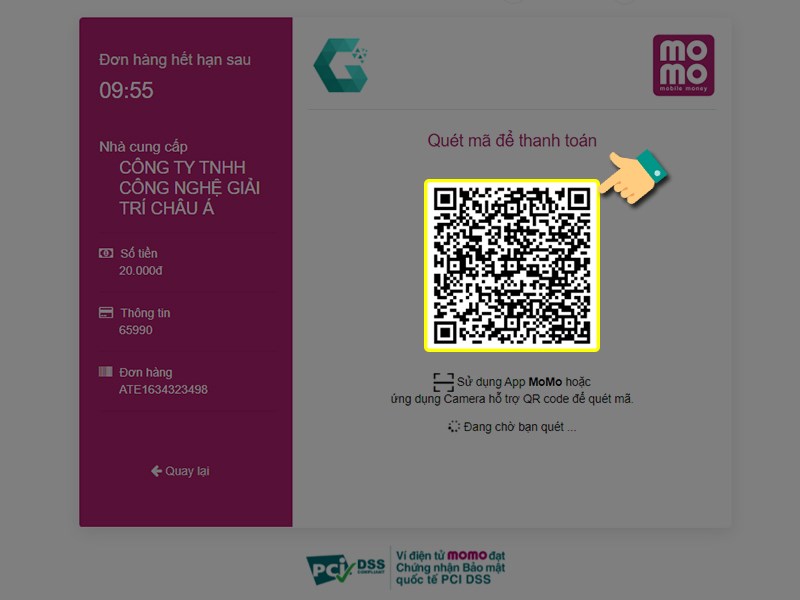 Quét mã QR để thanh toán