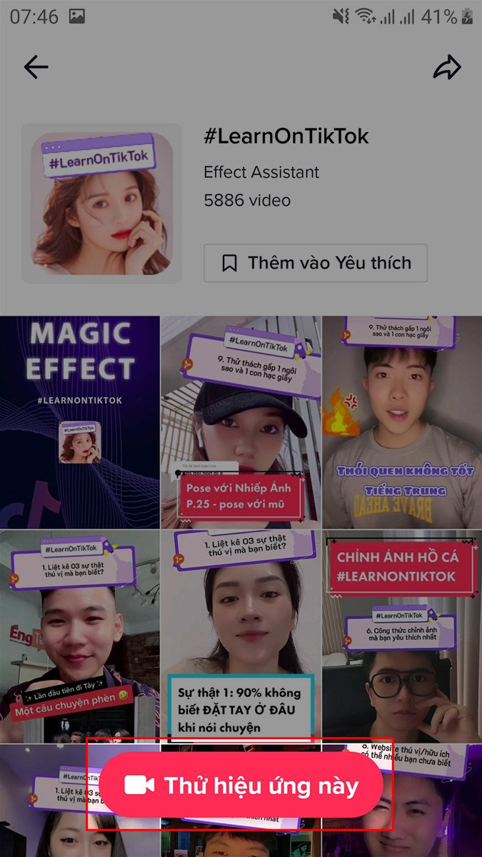 Chọn Thử hiệu ứng này Chọn Thử hiệu ứng này