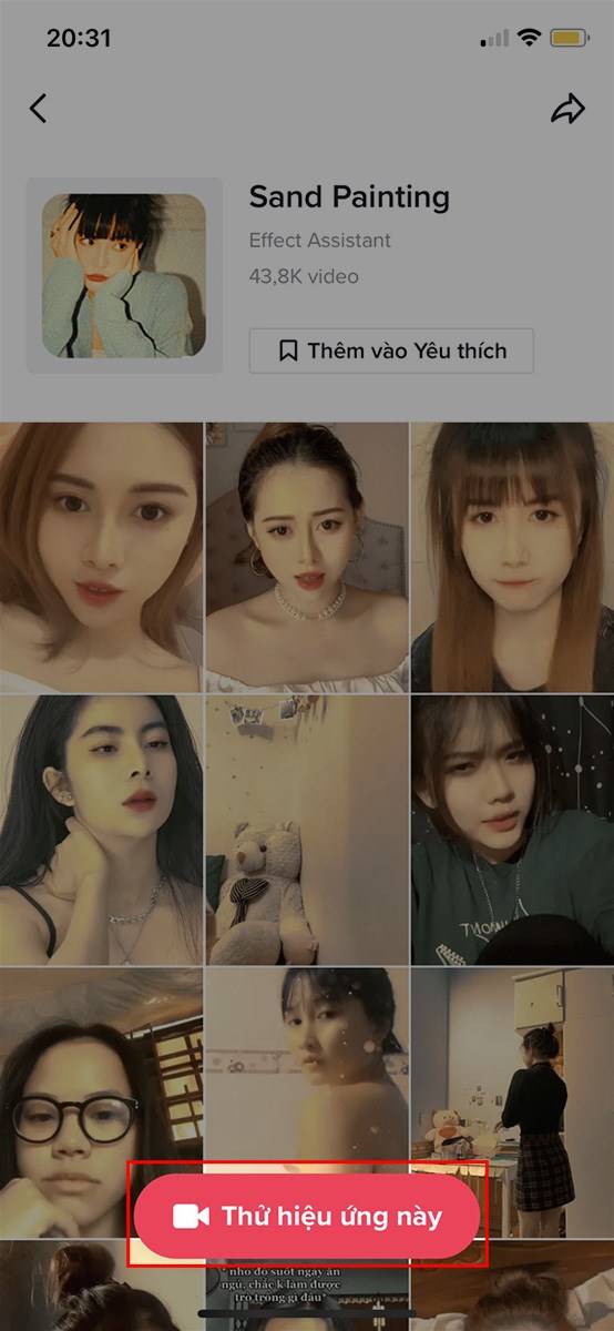 Chọn Thử hiệu ứng này Chọn Thử hiệu ứng này