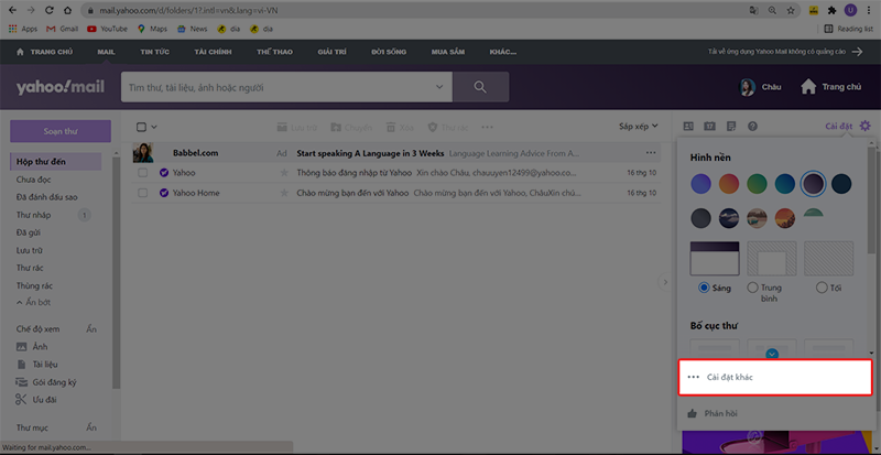 Chọn tiếp c&agrave;i đặt kh&aacute;c