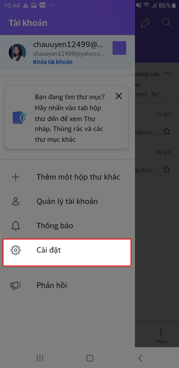 Nhấp chọn c&agrave;i đặt