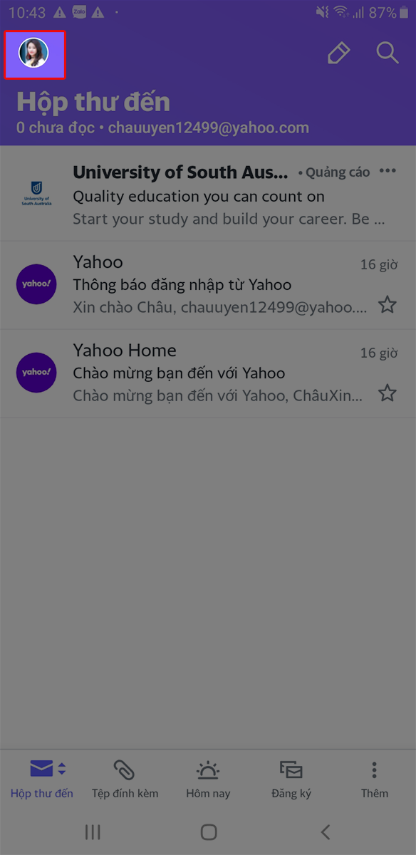 Nhấp v&agrave;o h&igrave;nh nền để truy cập v&agrave;o t&agrave;i khoản của bạn