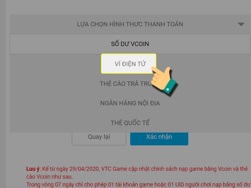 Thanh toán bằng ví điện tử Thanh toán bằng ví điện tử