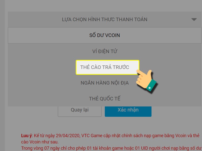 Thanh toán bằng thẻ cào Thanh toán bằng thẻ cào
