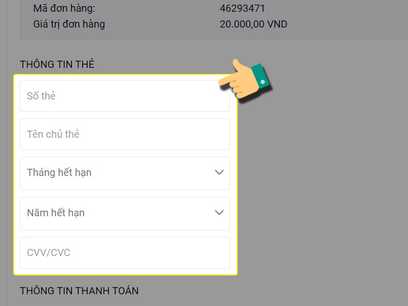 Nhập thông tin thẻ Nhập thông tin thẻ