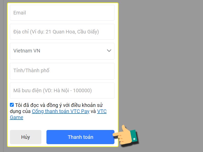 Nhập thông tin thanh toán Nhập thông tin thanh toán
