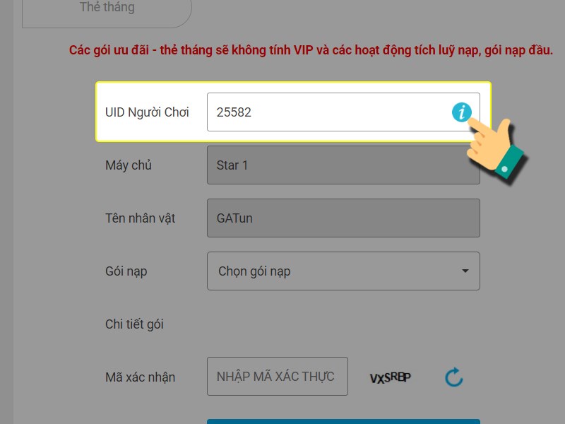 Nhập UID của bạn Nhập UID của bạn