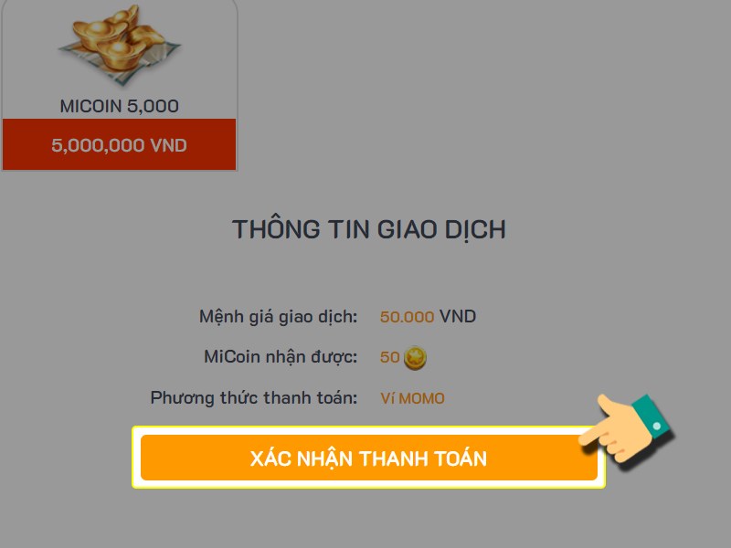 Nhấn X&aacute;c nhận thanh to&aacute;n
