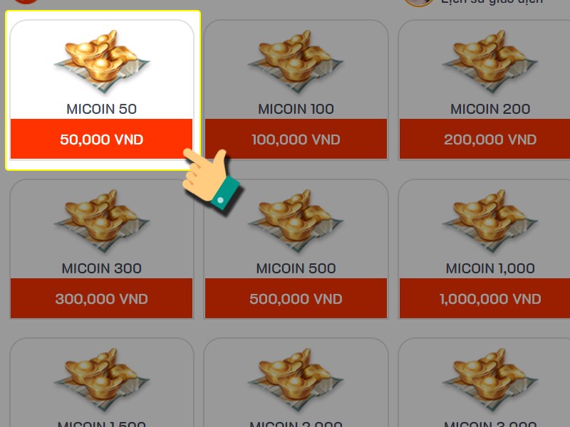 Chọn g&oacute;i nạp