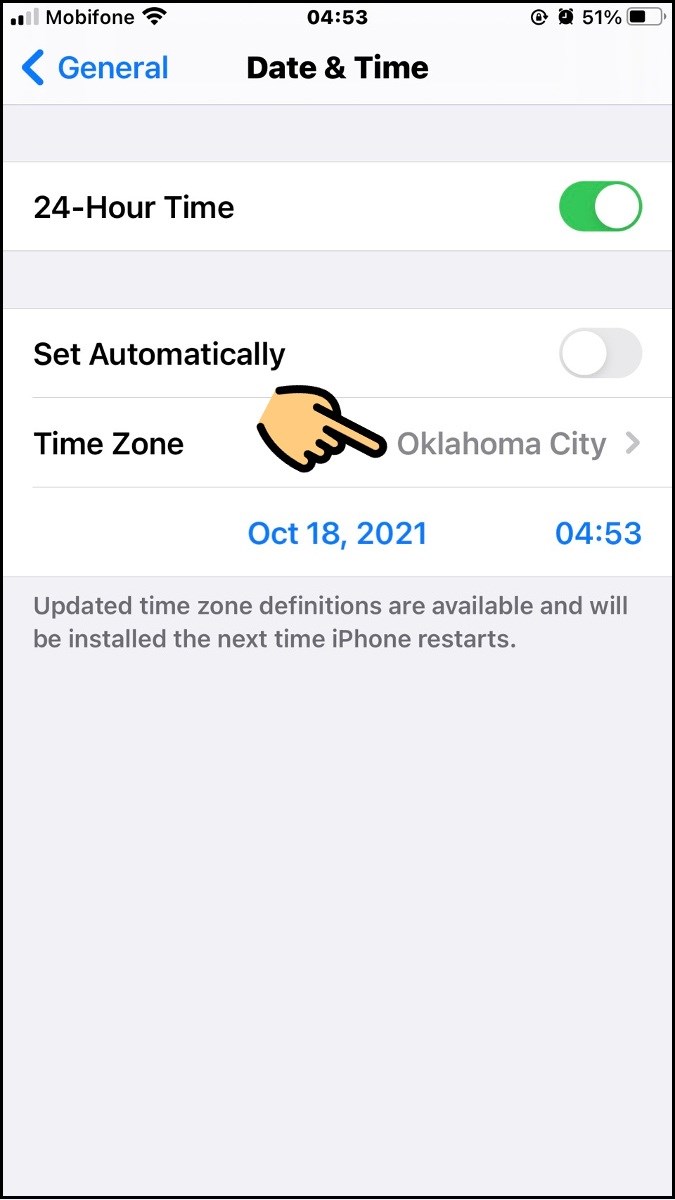 Chọn Time Zone tại thành phố bất kỳ của Mỹ
