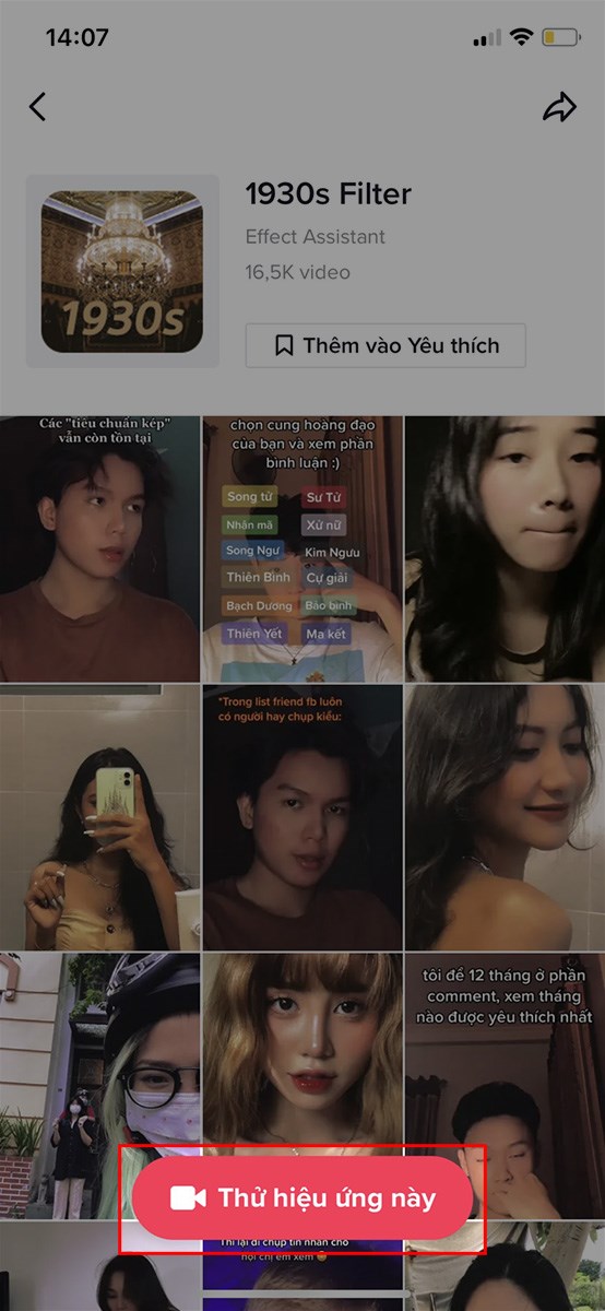 Chọn Thử hiệu ứng này Chọn Thử hiệu ứng này