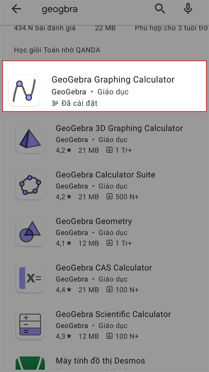 Tải về phiên bản GeoGebra mà bạn muốn sử dụng
