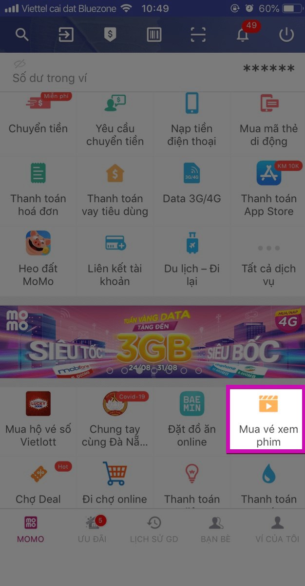 Chọn Mua vé xem phim