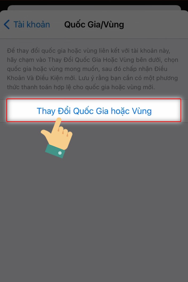 Chọn Thay đổi quốc gia hoặc vùng