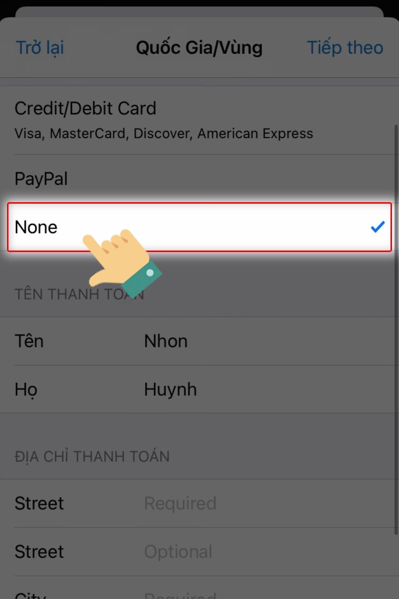 Chọn None