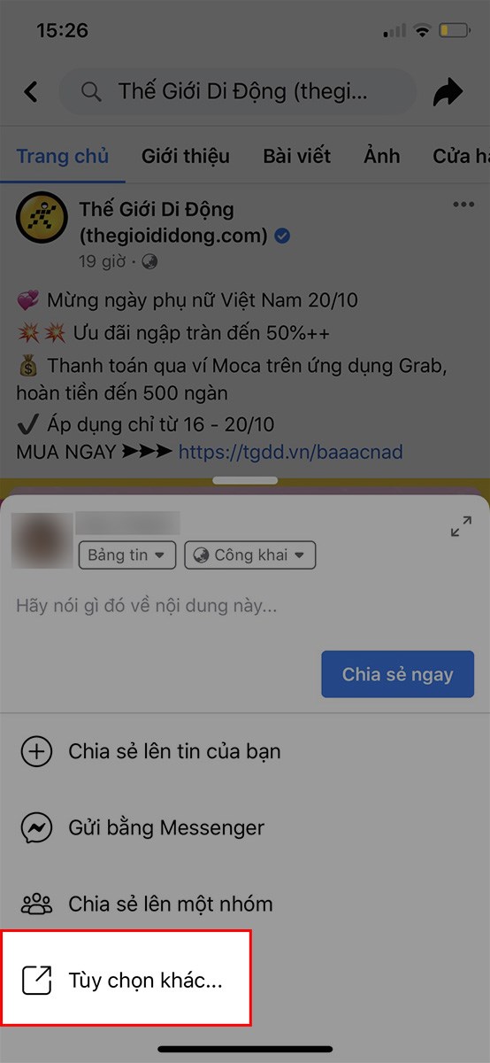 Chọn Tùy chọn khác...