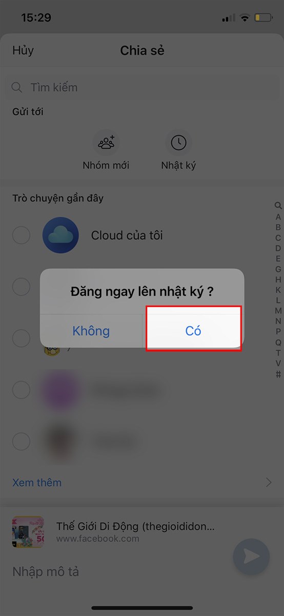 Sau đó chọn Có