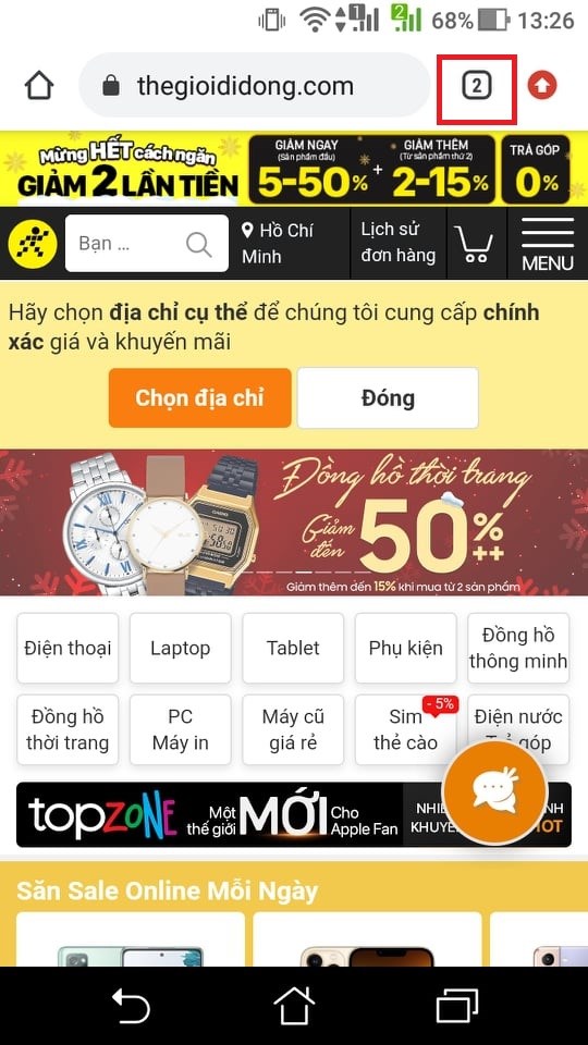 Chọn biểu tưởng &ocirc; vu&ocirc;ng