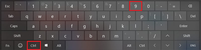 Nhấn tổ hợp Ctrl + 9