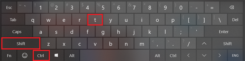 D&ugrave;ng hợp ph&iacute;m Ctrl + Shift + T