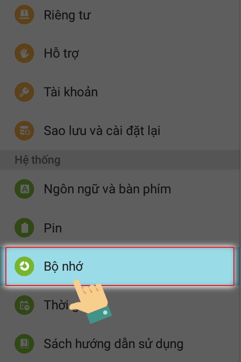 Chọn Bộ nhớ