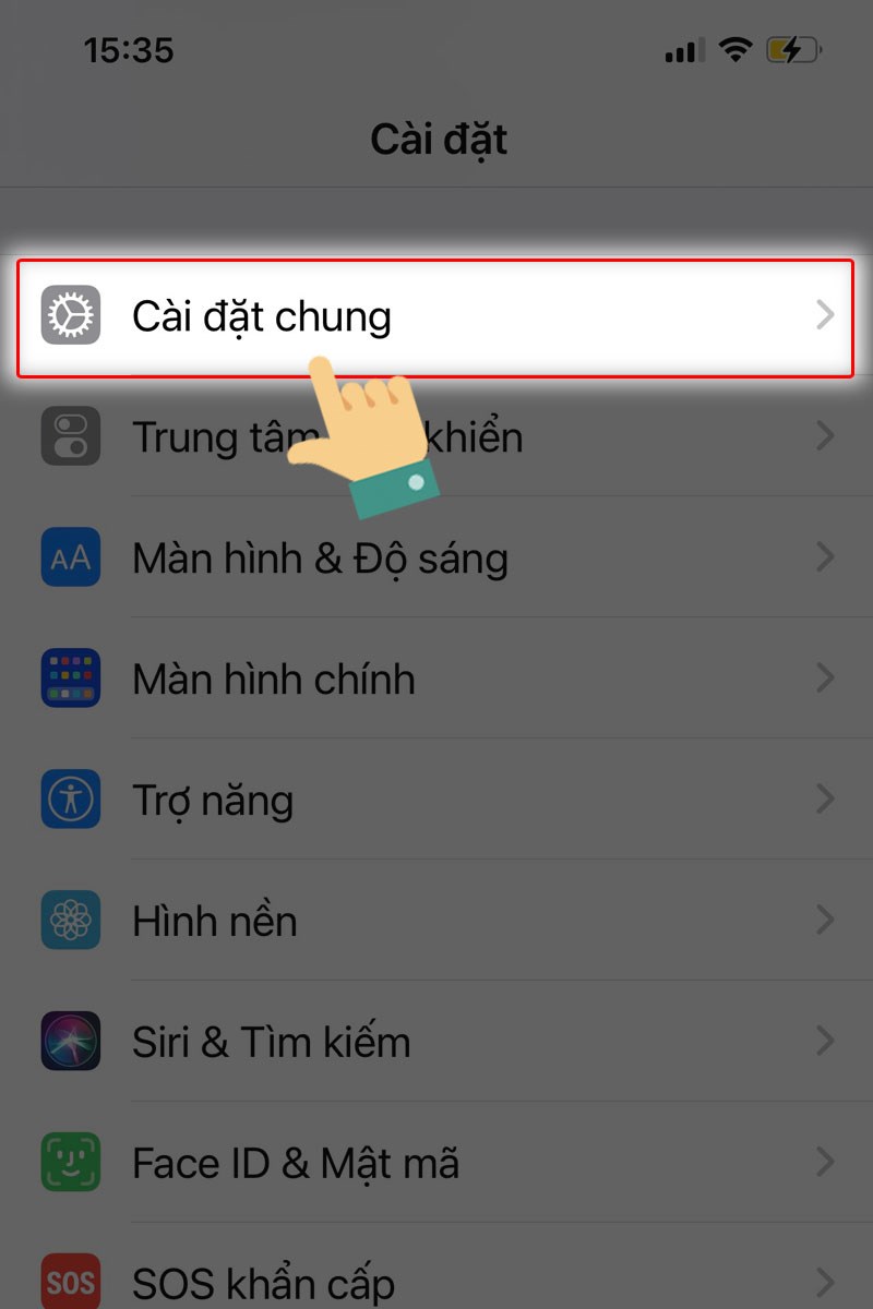 Chọn Cài đặt chung