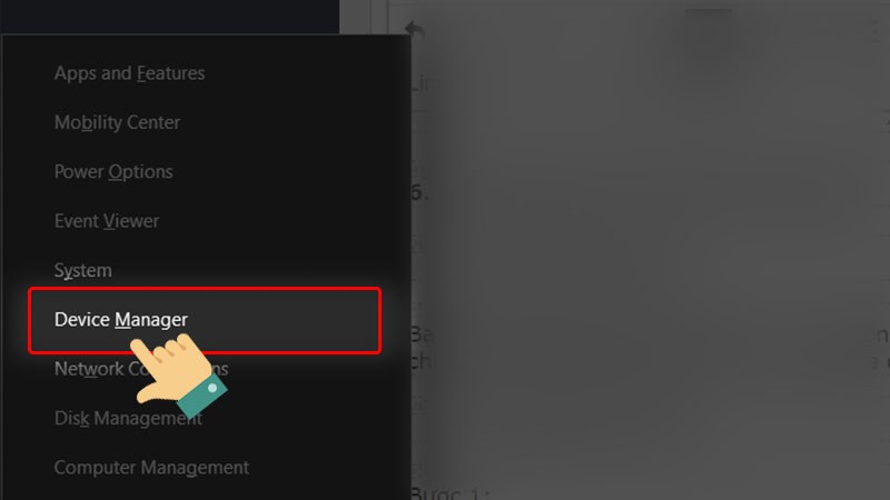 Chọn Device Manager
