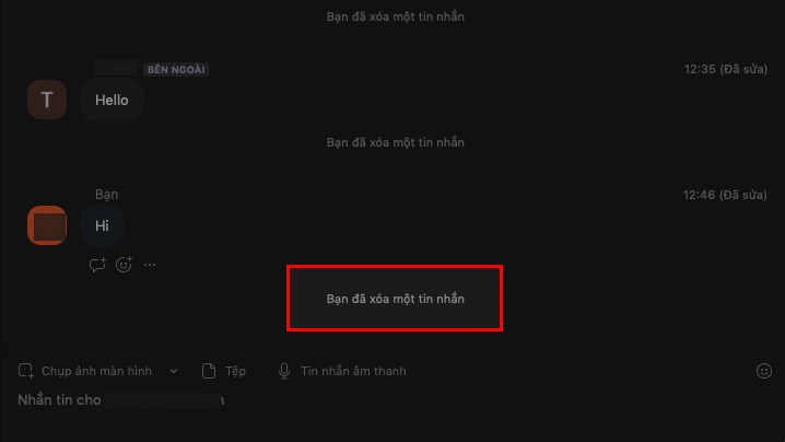 V&agrave; đ&acirc;y l&agrave; kết quả sau khi x&oacute;a tin nhắn tr&ecirc;n Zoom tr&ecirc;n m&aacute;y t&iacute;nh