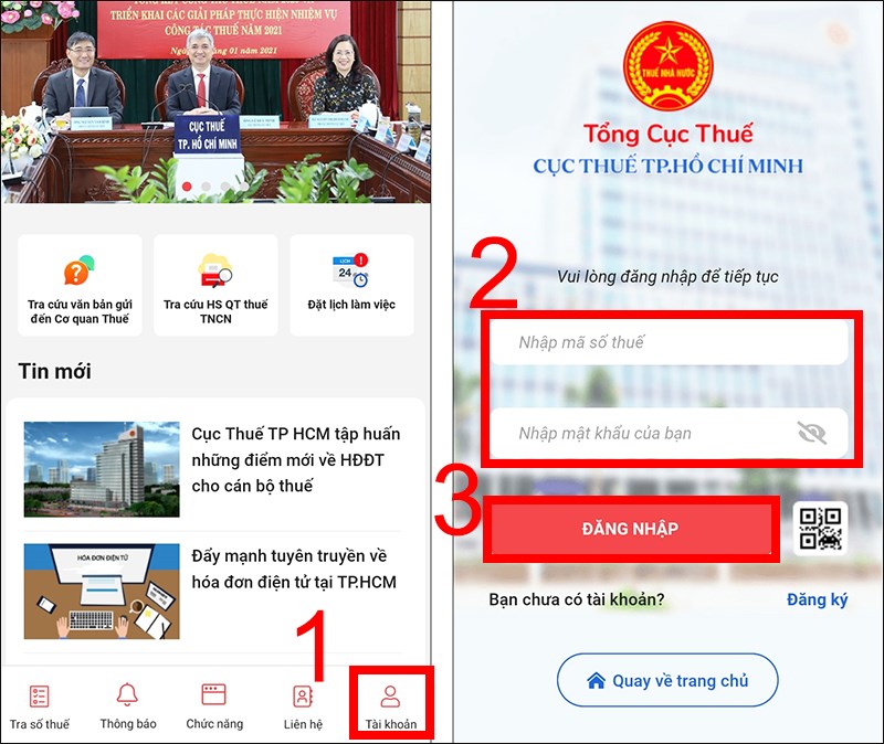 Đăng nhập HCMTAX