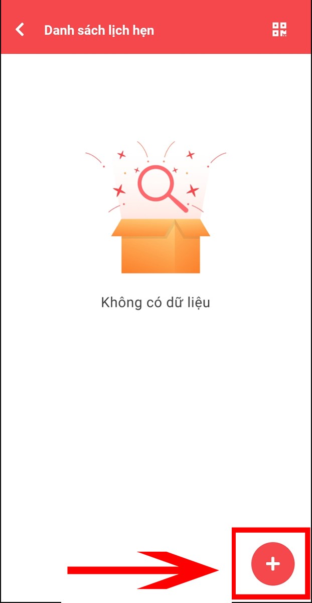 Chọn biểu tượng dấu cộng để tạo lịch hẹn mới