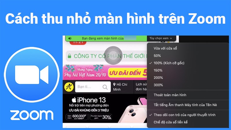 2 cách thu nhỏ màn hình Zoom trên máy tính, điện thoại cực dễ