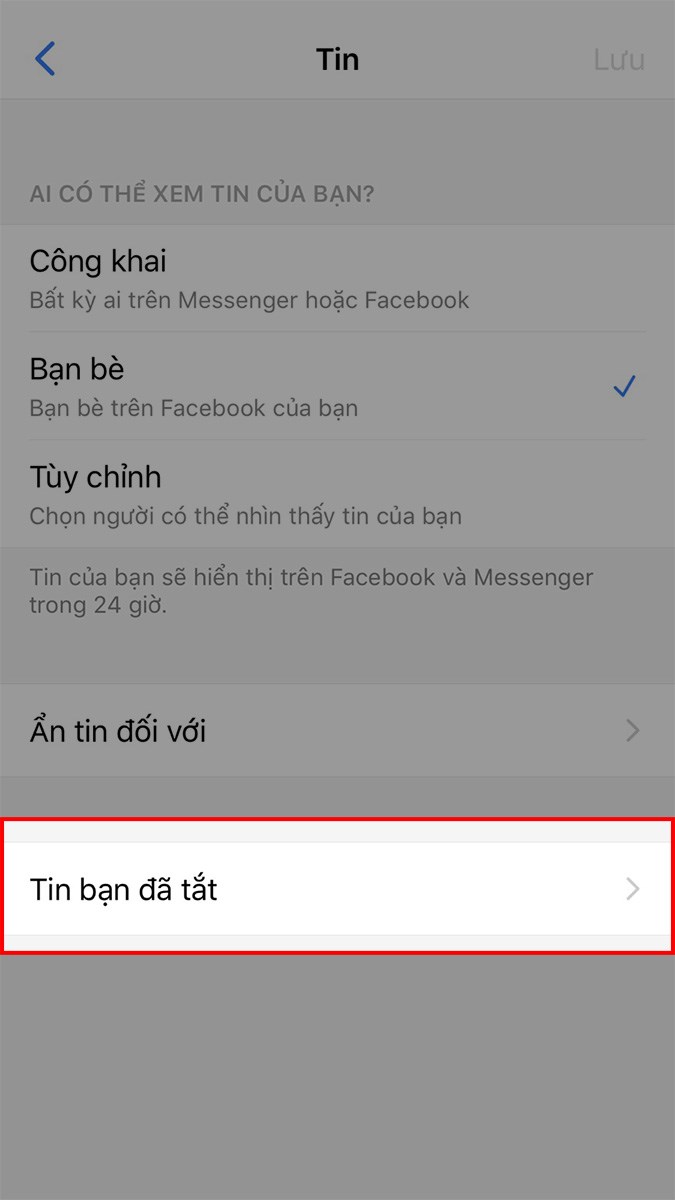 Chọn Tin bạn đã tắt