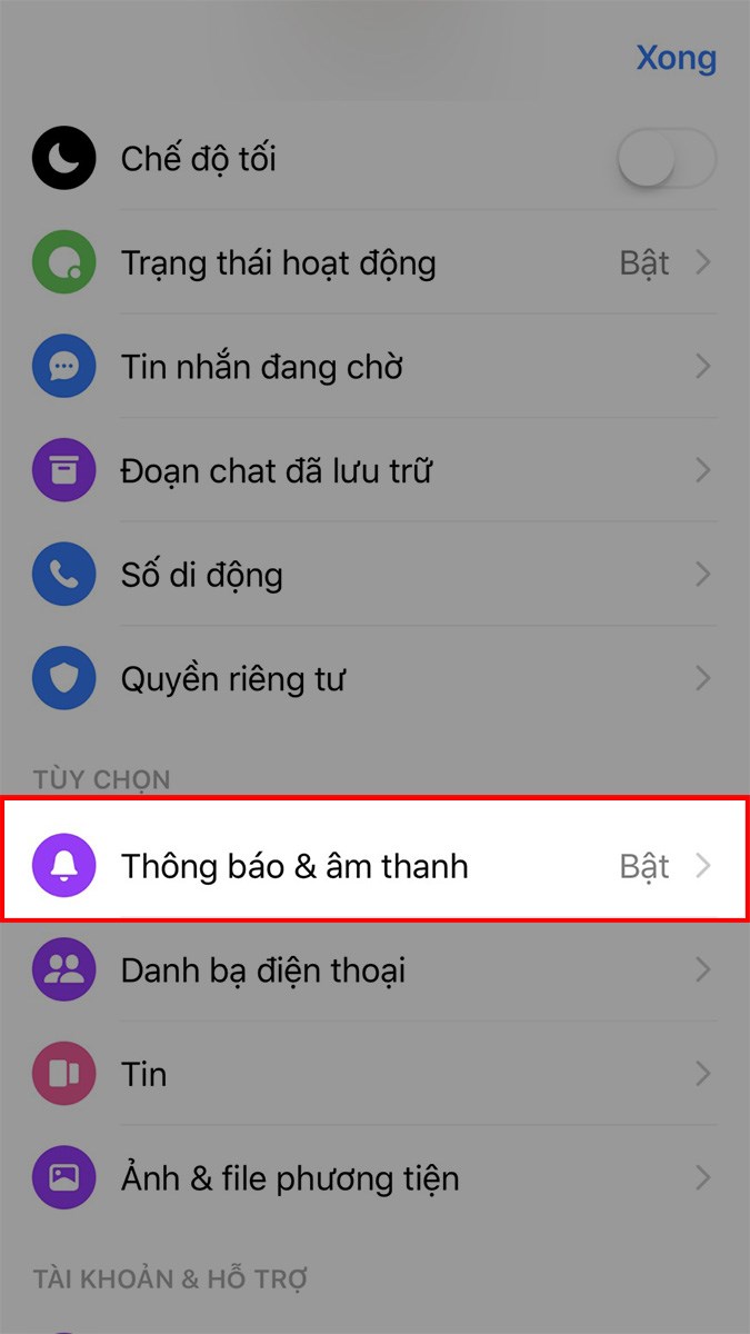 Chọn Thông báo & âm thanh