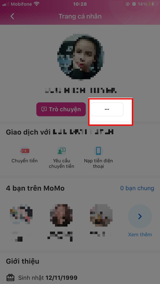 Bấm v&agrave;o biểu tượng dấu ba chấm