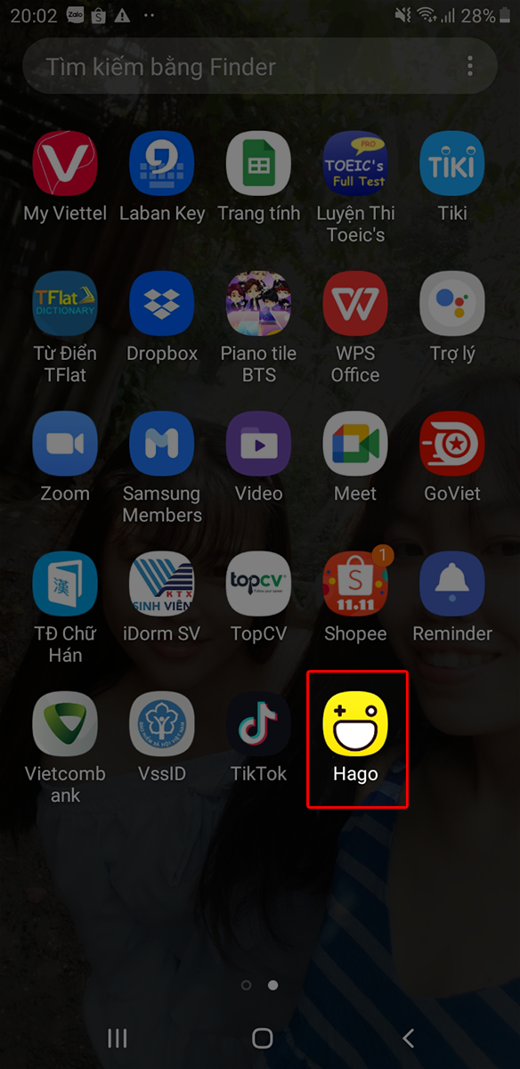 Mở ứng dụng Hago đ&atilde; tải về tr&ecirc;n điện thoại của bạn