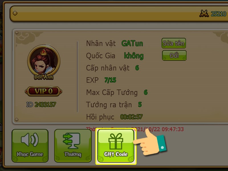 Chọn giftcode