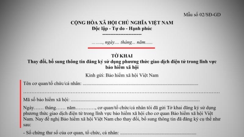 Mẫu số 02/SĐ-GD