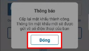 Và đây là thông báo xác nhận lấy lại mật khẩu thành công