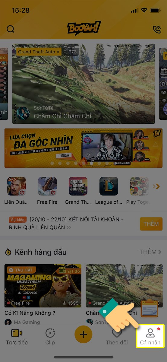 Chọn vào tài khoản