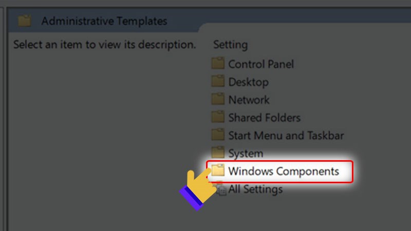 Chọn Windows components