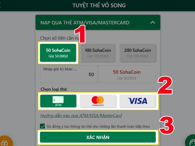 Chọn gói, chọn loại thẻ Chọn gói, chọn loại thẻ