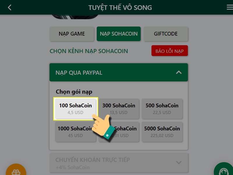 Chọn gói nạp Chọn gói nạp
