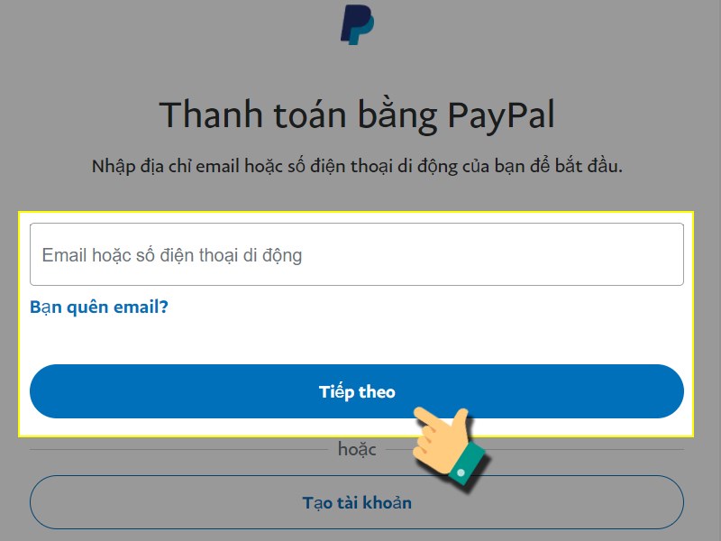Điền thông tin tài khoản thanh toán Điền thông tin tài khoản thanh toán