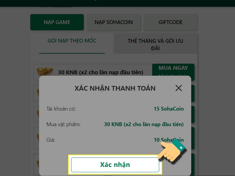 Xác nhận thanh toán Xác nhận thanh toán